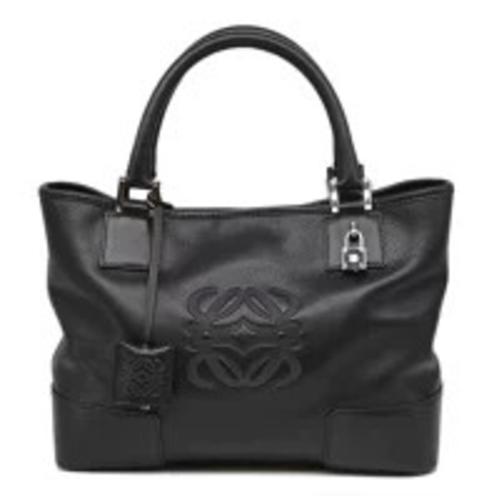 LOEWE Amazona Anagraph Fusta Leather Handbag Noir Black